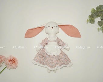 Clothes Doll, Fabric Doll, Doll For Girls, Baby shower gift, Christmas gift, Combo Bunny Doll And Removable Outfits, Handmade Bunny Doll