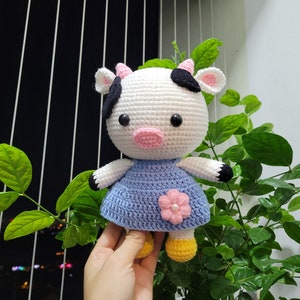 Milk cow crochet, Cute Cow Plush, Cow amigurumi plush, Crochet Cow,  Crochet Strawberry Cow Plush, Handmade Cow Plush, Gift for Baby