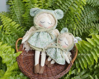 Linen cotton doll, Stuffed Rag doll, Cute fabric doll, Cloth doll, Handmade rag doll, Personalized nursery decor, Soft Fabric Doll