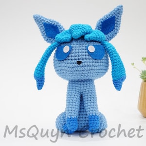 Graceon inspired amigurumi, Stuffed animal inspired Glaceon, Plushies inspired Glaceon