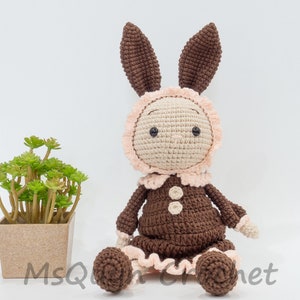 Hand made yarn cotton bunny, Crochet Bunny, Stuffed Bunny, Crochet Bunny girl, Bunny Plushies, Crochet Bunny with your name
