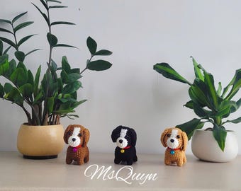 Mini Crochet Dog Amigurumi: Handmade Puppy Poodle, Dachshund, Golden Retriever