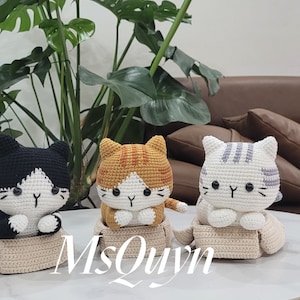 Catloaf in the box crochet, Tabby cat crochet, Tuxedo cat crochet, Cat amigurumi, Gift for pet, Gift for cat lover, Tabby cat handmade