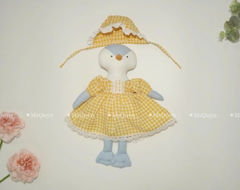 Big Linen Penguin Doll with Clothes: Handmade Heirloom Plushie