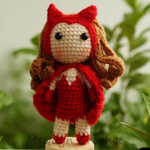 Red witch inspired crochet doll