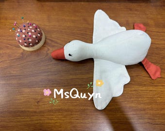 Handmade Linen Sleepy Duck Plush | Soft Stuffed Duck Toy | Nursery Decor | Baby Safe Gift | Minimalist Duck Plush