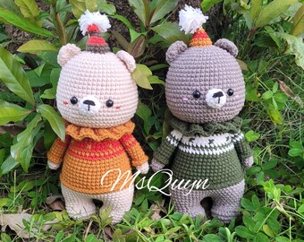 Handmade fun bear crochet, Cute bear crochet,bear amigurumi, plushie toy, gift for baby, stuffed bear, Birthday bear, Christmas gift