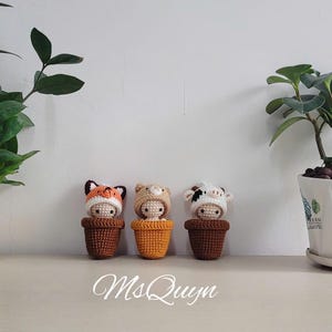 Mini milk cow crochet, Mini fox crochet, Mini bear crochet, Crochet hanging car, Car reaview mirror hanging, milk cow amigurumi