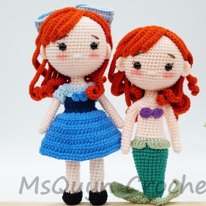 Areil mermaid amigurumi, Handmade princess doll plushies, Crochet princess doll, Amigurumi princess doll, Ariel mermaid princess crochet