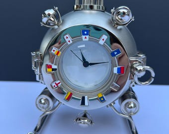7&quot; Silver Divers Submarine Pod Clock - Chrome - Nautical Home Decor Accessory