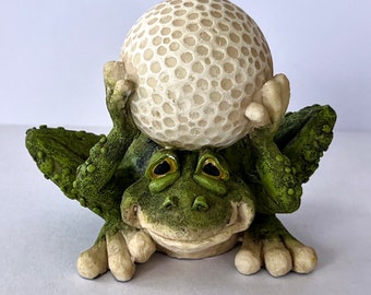 4&quot; Golf Frog Figurine Frog Carrying Golf Ball - Statue Home Decor Accessory Fun Accent