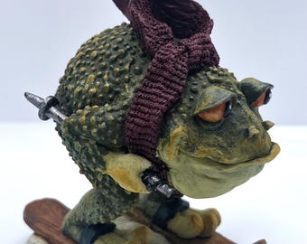 4" Skiing Frog - Hand Painted - Animal Figurine Statue Decoration Room/Home Decor New Home Gifts