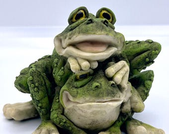 4&quot; Frogs Playing Figurine Frog Climbing on Frog- Statue Home Decor Accessory Fun Accent