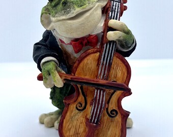 4" Frog Playing Cello - Adorable Amphibian Accent Fun Home Decor Frog Lover Statue Home Accessory