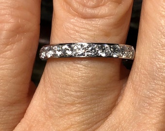 2mm Titanium AAAAA Cubic Zirconia Wedding Band - Stacking Ring- Full Half Eternity Ring