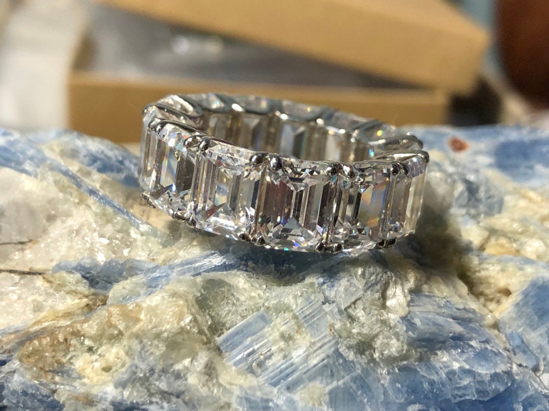 A Royal Emerald Cut Full Eternity Ring Size 7 Red Carpet Glamour Ring Etsy