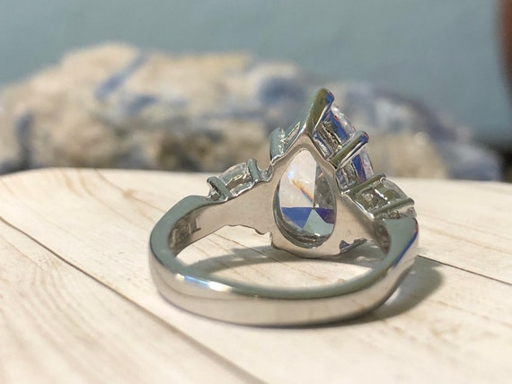 7CT Pear Cut Grade AAAAA Cubic Zirconia Engagement Ring Etsy UK