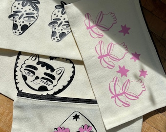 Canvas Pencil Pouch- Canvas Makeup Bag- Cat Pencil Pouch- Flower Makeup Bag- Strawberry Pencil Pouch