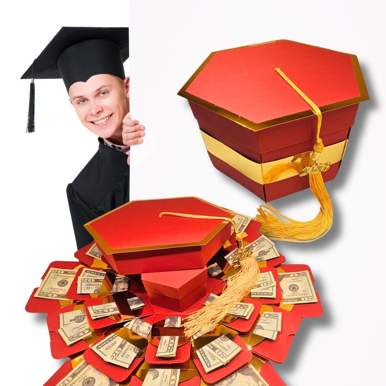Graduation 2026 Money Explosion Gift Box Kit – Red & Gold, Pre ...
