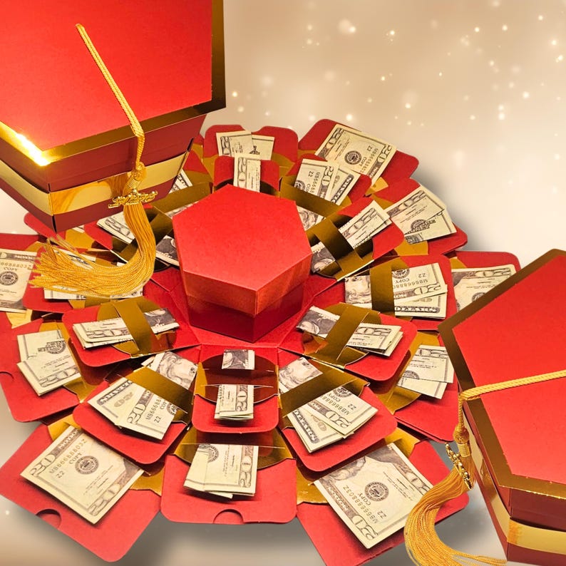 Graduation 2026 Money Explosion Gift Box Kit – Red & Gold, Pre ...