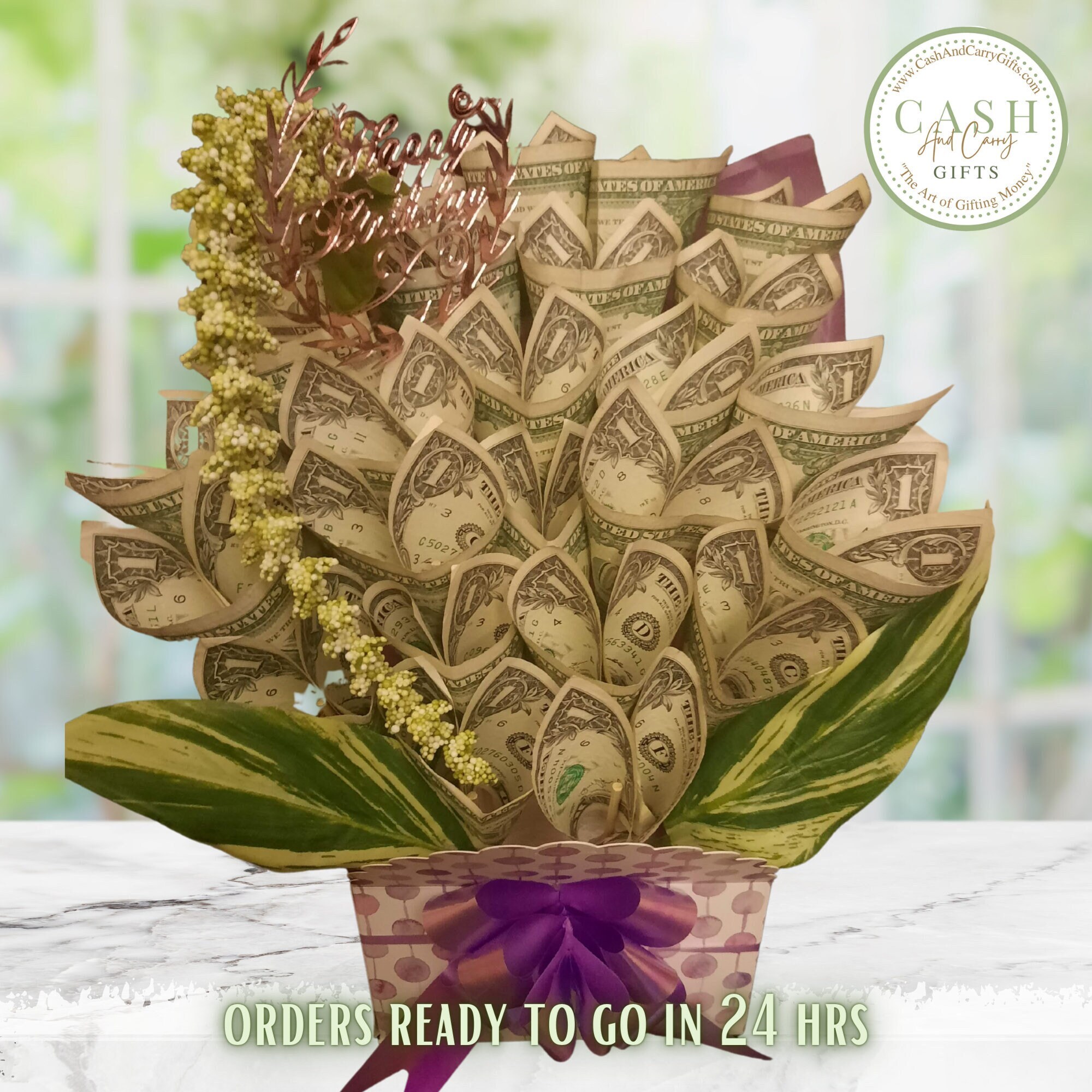 Birthday Real Money Bouquet Cash Centerpiece Gift for Any Etsy