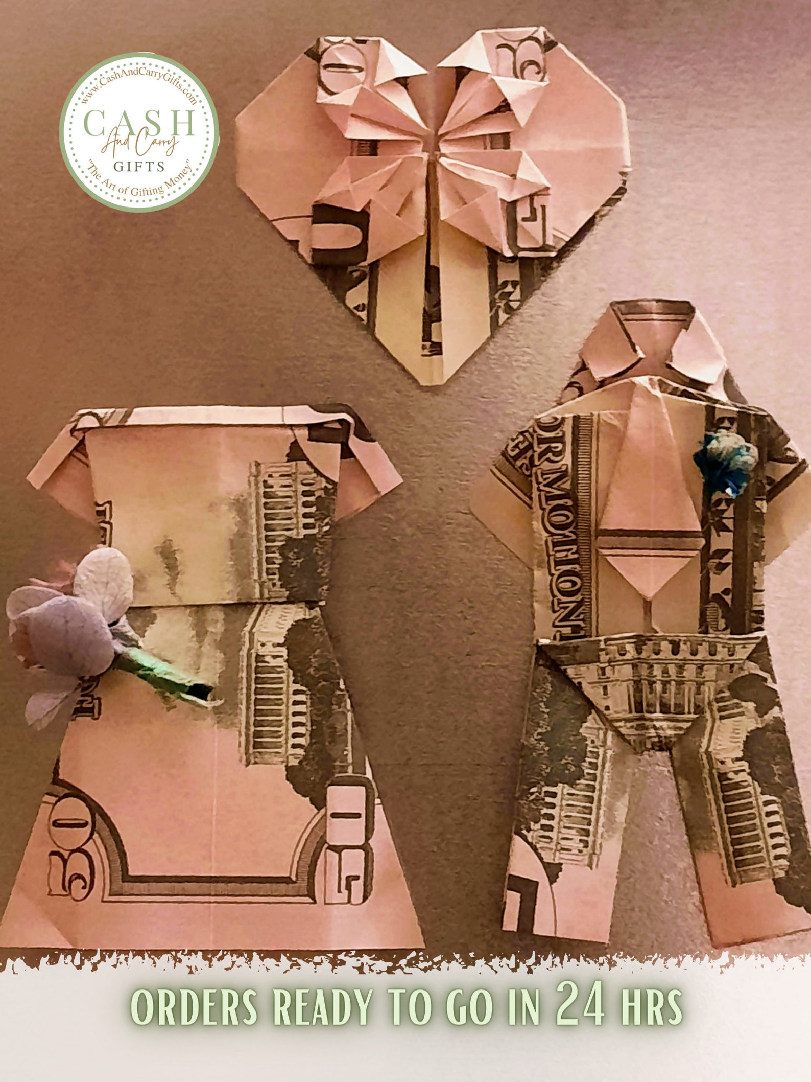 Real Money Origami Bride & Groom Wedding Gift and Card All In Etsy