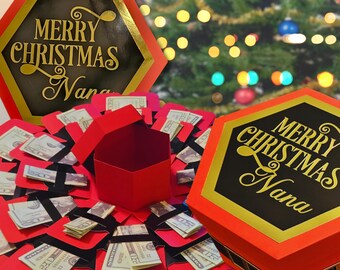 Personalized Santa Money Explosion Gift Box: Pre-Assembled Holiday Surprise