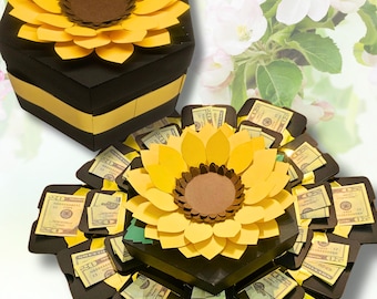 Sunflower Explosion Money Gift Box Kit - Comes Pre-Assembled