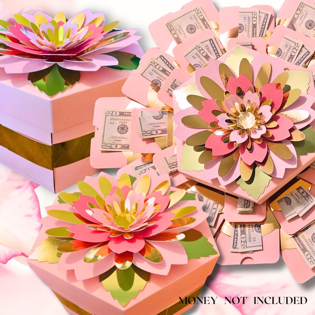 Floral Pink Explosion Money Gift Box Kit - Comes Pre-assembled - Etsy
