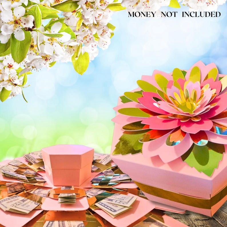 Pink Coin Boxes Floral Pink Explosion Money Gift Box Kit - Comes Pre-assembled - Etsy