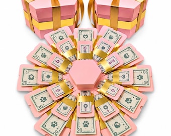 Pink Pop Up Surprise Gift Box for Cash and Gift Cards - Comes pre-assembled