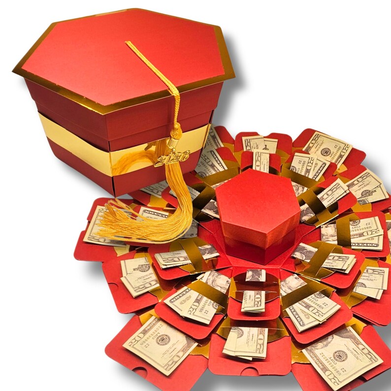 Graduation 2026 Money Explosion Gift Box Kit – Red & Gold, Pre ...