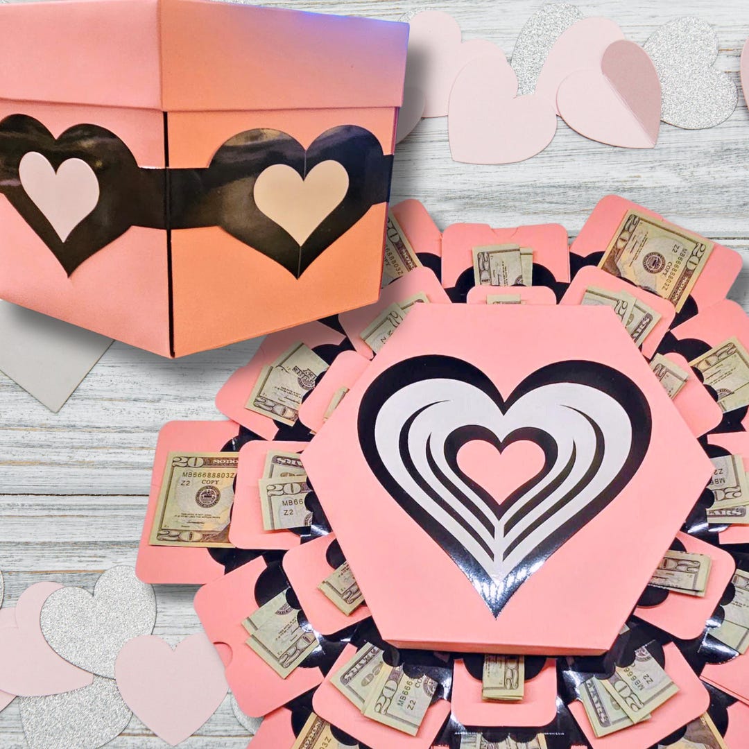 Valentine Money Explosion Gift Box Kit: Hearts on Pink Box, Pre ...