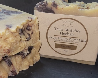 Cocoa, Honey, & Oat Milk Moon Water Soap | all-natural soap | honey soap | fragrance free soap | unscented soap |