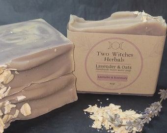 Lavender & Oats Moon Water Soap | mild exfoliation | lavender essential oil | oat soap | lavender infused | vegan | cold process soap