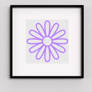 Fun, Colorful Flower Digital Download Art (Pink/Yellow/Green/Blue/Purple) - Digital Wall Art Decor - Kid&#39;s Room, GameRoom, Bedroom, PlayRoom