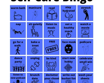 Selbstpflege Bingo (Blau)