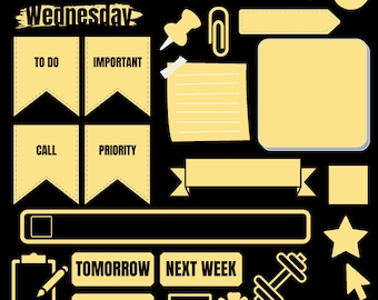 Digital Daily Planner Stickers - Yellow