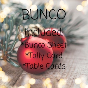 Bunco - Conjunto de férias - com folha Bunco, cartão Tally, cartões de mesa