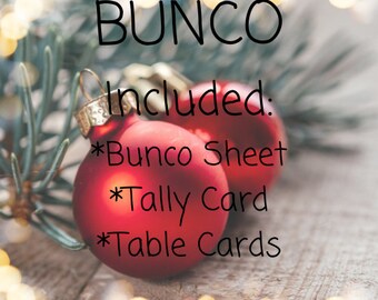 Bunco - Feiertags-Set - mit Bunco Sheet, Tally Card, Tischkarten