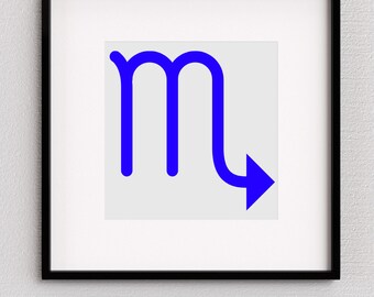 Zodiac Symbol (All 12) - Blue - Digital Wall Art Decor - Kid's Room, GameRoom, Bedroom, Dorm, Play Room, Wall Art, Accent Art