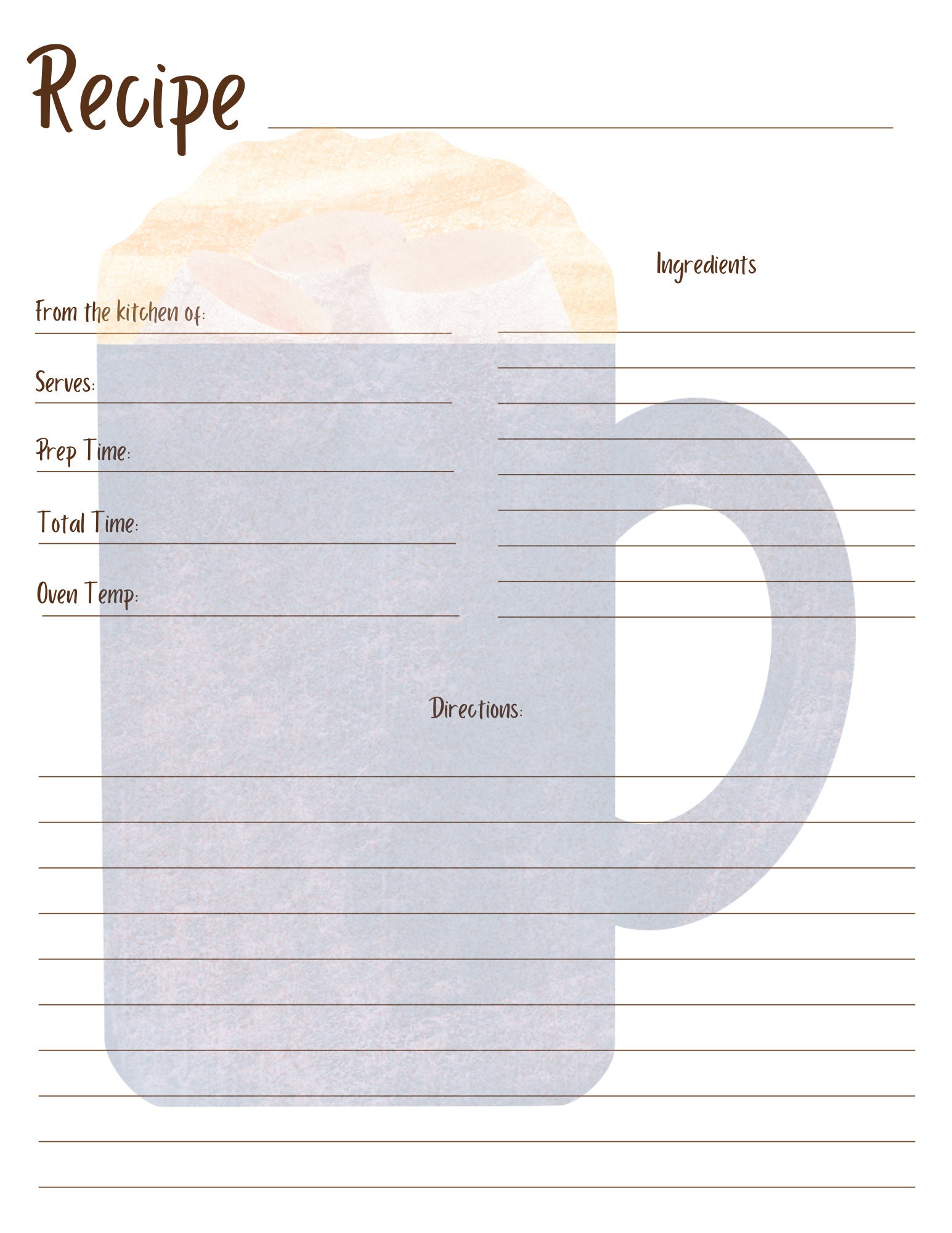 Recipe Card (18 Different Designs - Thanksgiving Themed) - Etsy