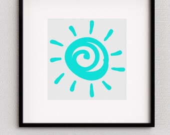 Lustige, bunte Sonne Digitaler Download Kunst (Pink/Grün/Petrol/Gelb) - Digitale Wandkunst Deko - Kinderzimmer, Spielzimmer, Schlafzimmer, Schlafsaal, Spielzimmer