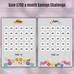 Save 700 Dollars a Month - Different Month, Different Theme - Digital Download - Great for Kids, Teens, Adults - Learn and Save