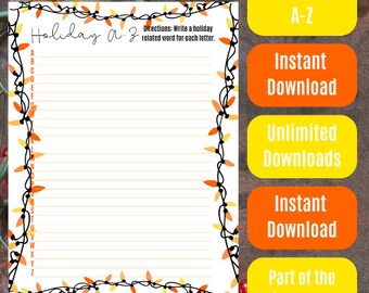 Christmas Themed Holiday A-Z - Orange and Yellow Lights