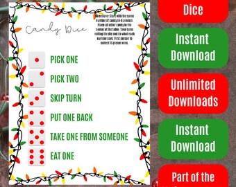 Christmas Themed Candy Dice - Red, Orange, Yellow, and Green Lights