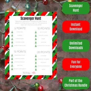 Christmas Themed Scavenger Hunt - Red and Green Stripes