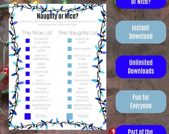 Weihnachtsmotiv Naughty or Nice - Blaue Lichter