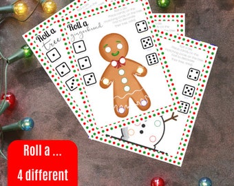 Rotolo a tema natalizio A ... (4 divertenti disegni a tema natalizio) (Ufficio, scuola, casa, quartiere, dormitorio) - pois rossi e verdi