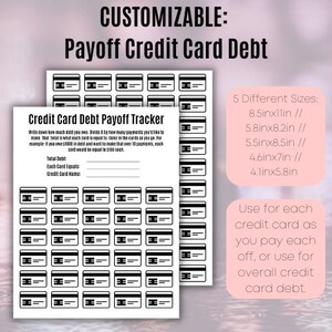 クレジットカードの借金を返済 - ニーズに合わせてカスタマイズ可能 - デジタルダウンロード - 5つの異なるサイズ - 教育的 - 役立つ - 印刷して再利用
